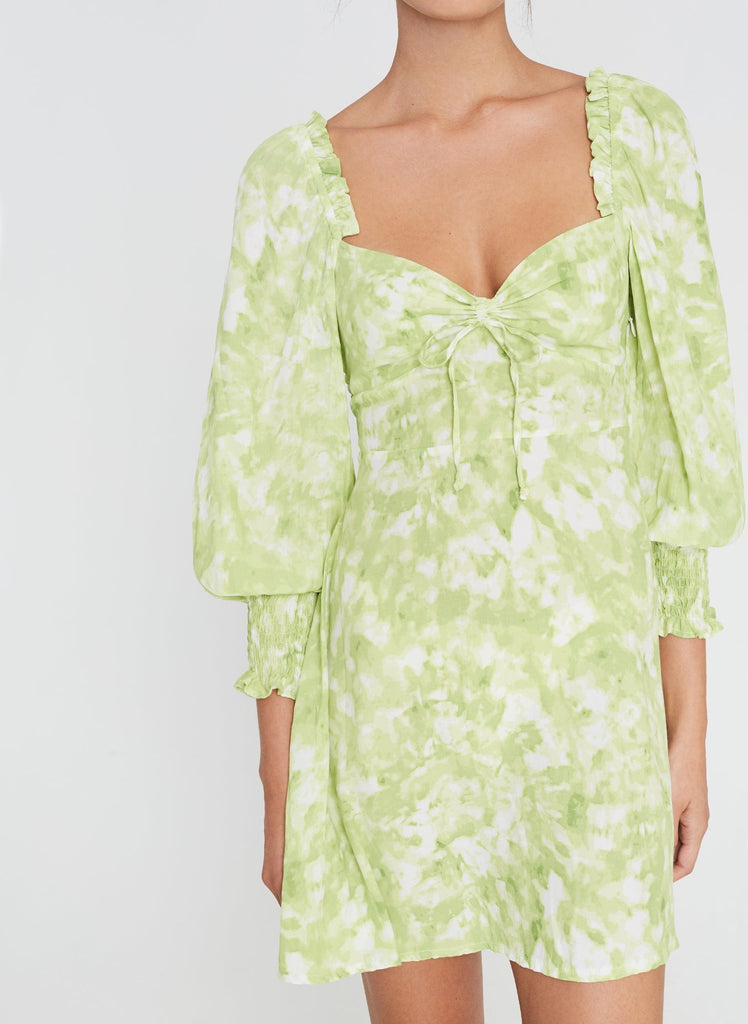 Arianne Mini Dress Roos Tie Dye - Lime ...